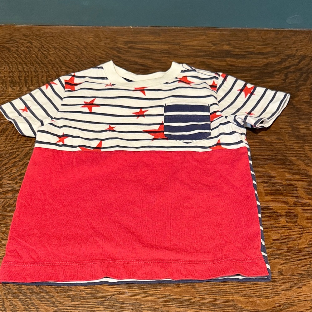 Hanna Andersson Red, Navy & White Star Stripe Pocket Tee